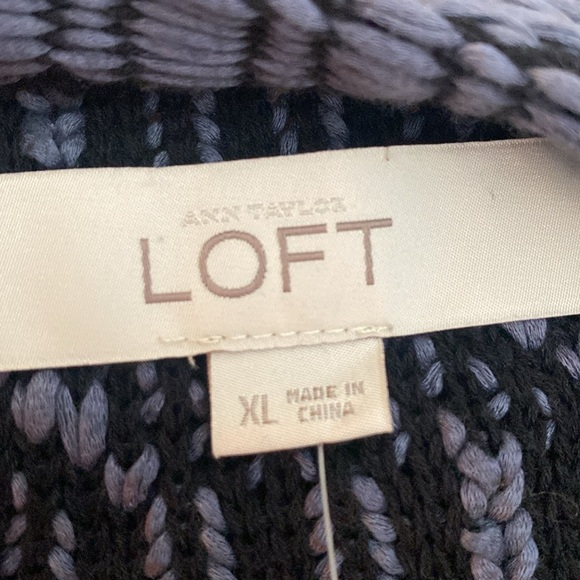 Ann Taylor Loft Sweater Blue Cable Knit Moto Zip Cropped Cardigan size XL NWT - Picture 7 of 10